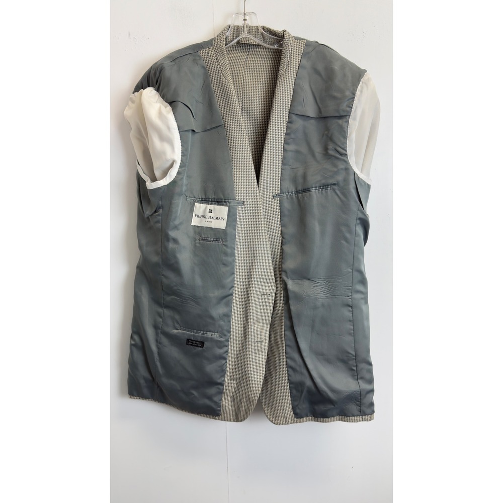 Pierre Balmain Paris Vintage 46L Grey Micro Pattern Two Button Blazer Sport Coat - Picture 7 of 15
